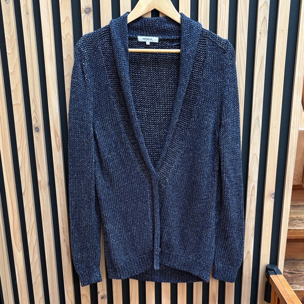 Sandwich Navy rolled Front Cardigan